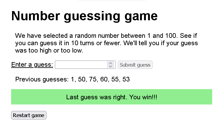 Result screenshot of "guess_the_number_game" project